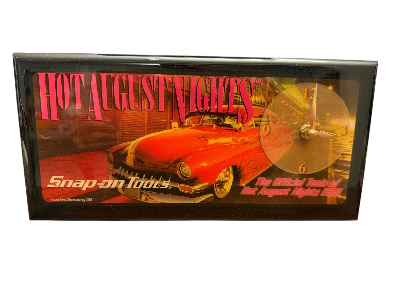 NIB VTG 2001 Hot August Nights Snap-On Tools Clock Lane Around Mfg. 11.5″ x 5.5″