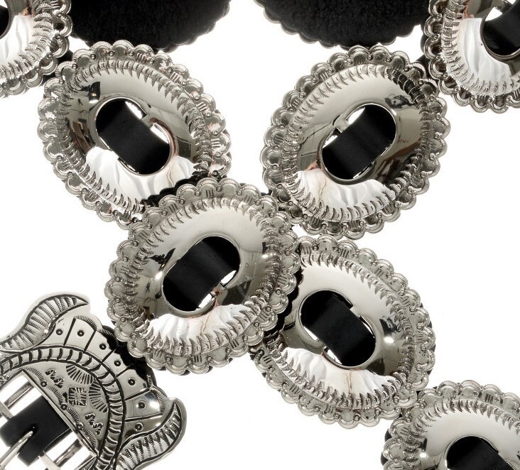 Navajo Copy JIM MORRISON Stamped Silver First Phase Style Concho Belt High Shine