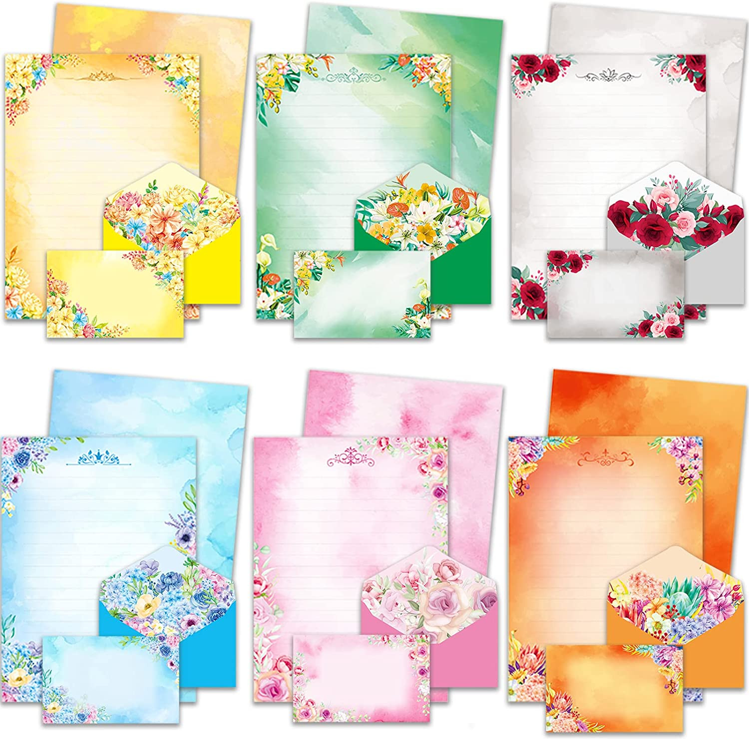 72 Pieces Cute Stationary Writing Paper and Envelope Set (2 Sides Colored, 1 …