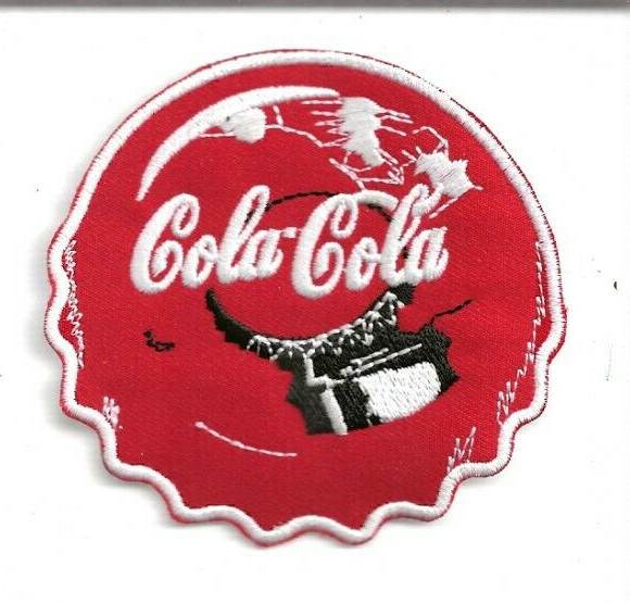 NEW 3 3/8 X 3 1/2 INCH COCA COLA CAP IRON ON PATCH FREE SHIPPING