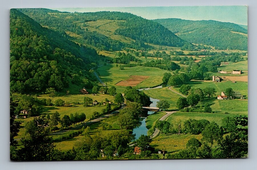 Delhi,NY Greetings Aerial View 1972 Delaware County New York Vintage Postcard
