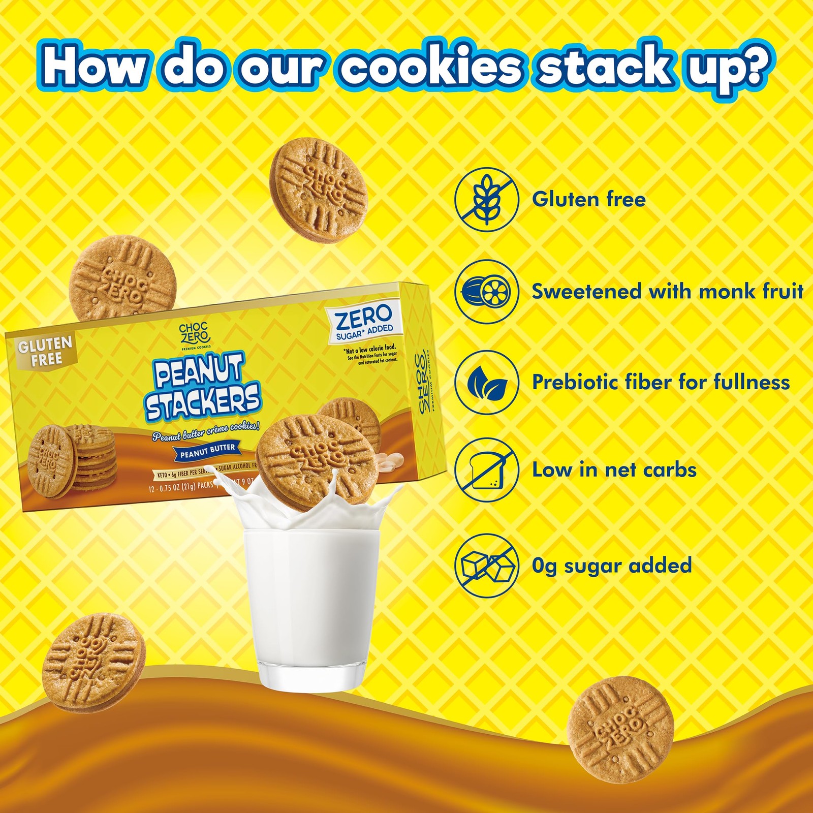 ChocZero Peanut Stackers Sandwich Cookies – Gluten Free, 9 Ounce (Pack of 1)