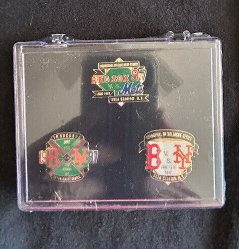 1997 Inaugural Interleague Series NY METS BOSTON RED SOX Vintage Pin Set SEALED