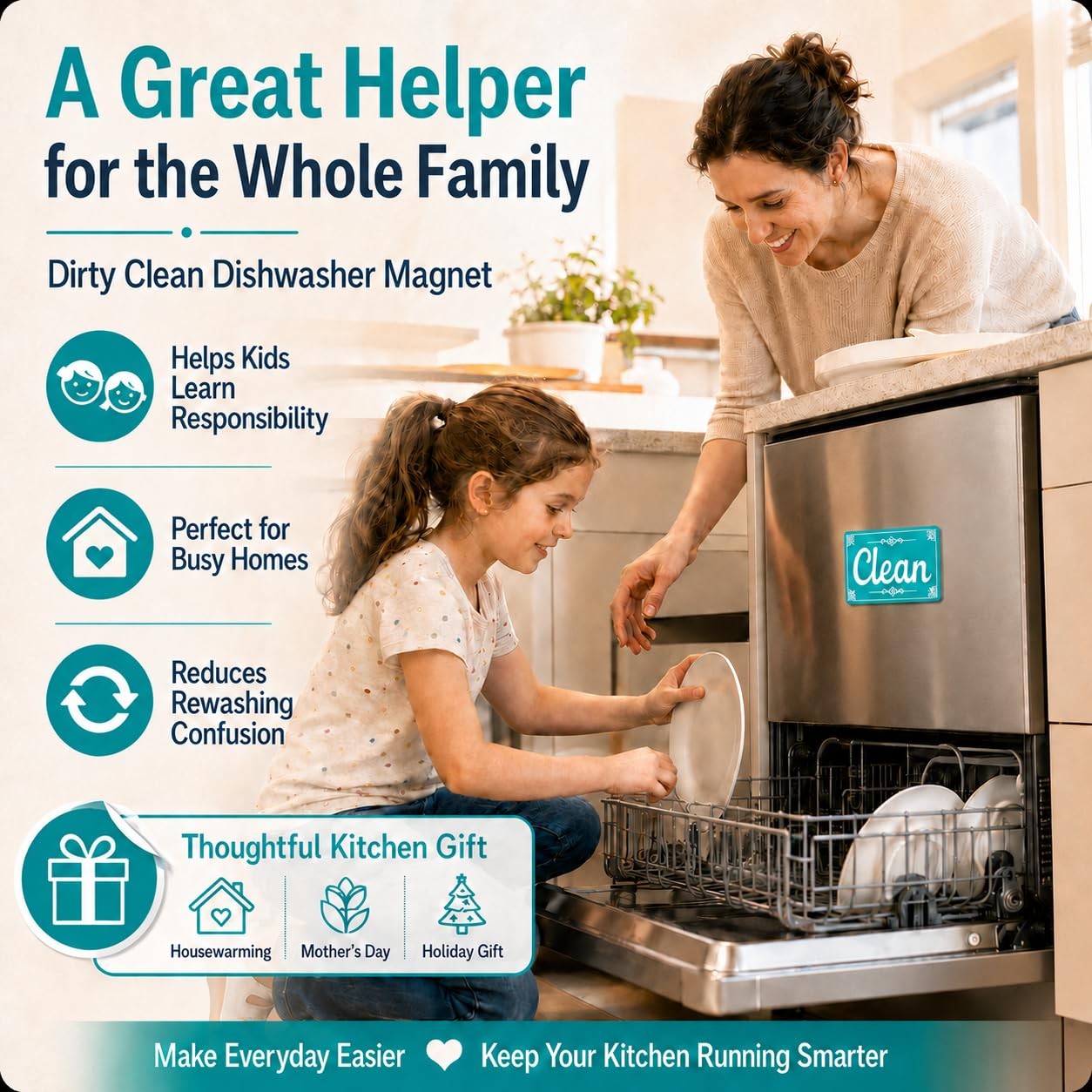Dirty Clean Dishwasher Magnet – Clean Dirty Dishwasher Sign, Dish Washer Magnet,