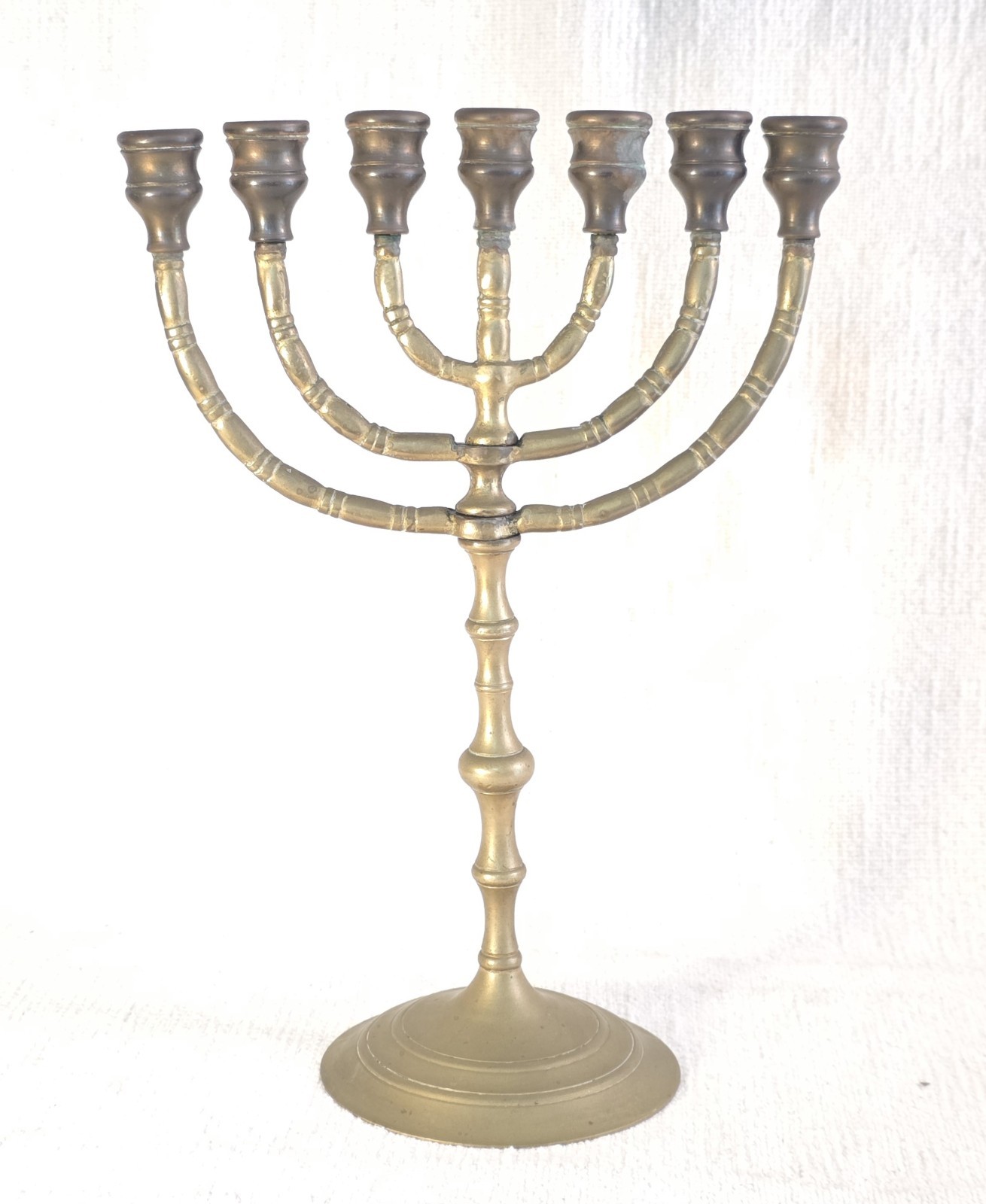 1950’s 11 inch Hanukkah Solid Brass Seven Branch Menorah Candlestick Jerusalem
