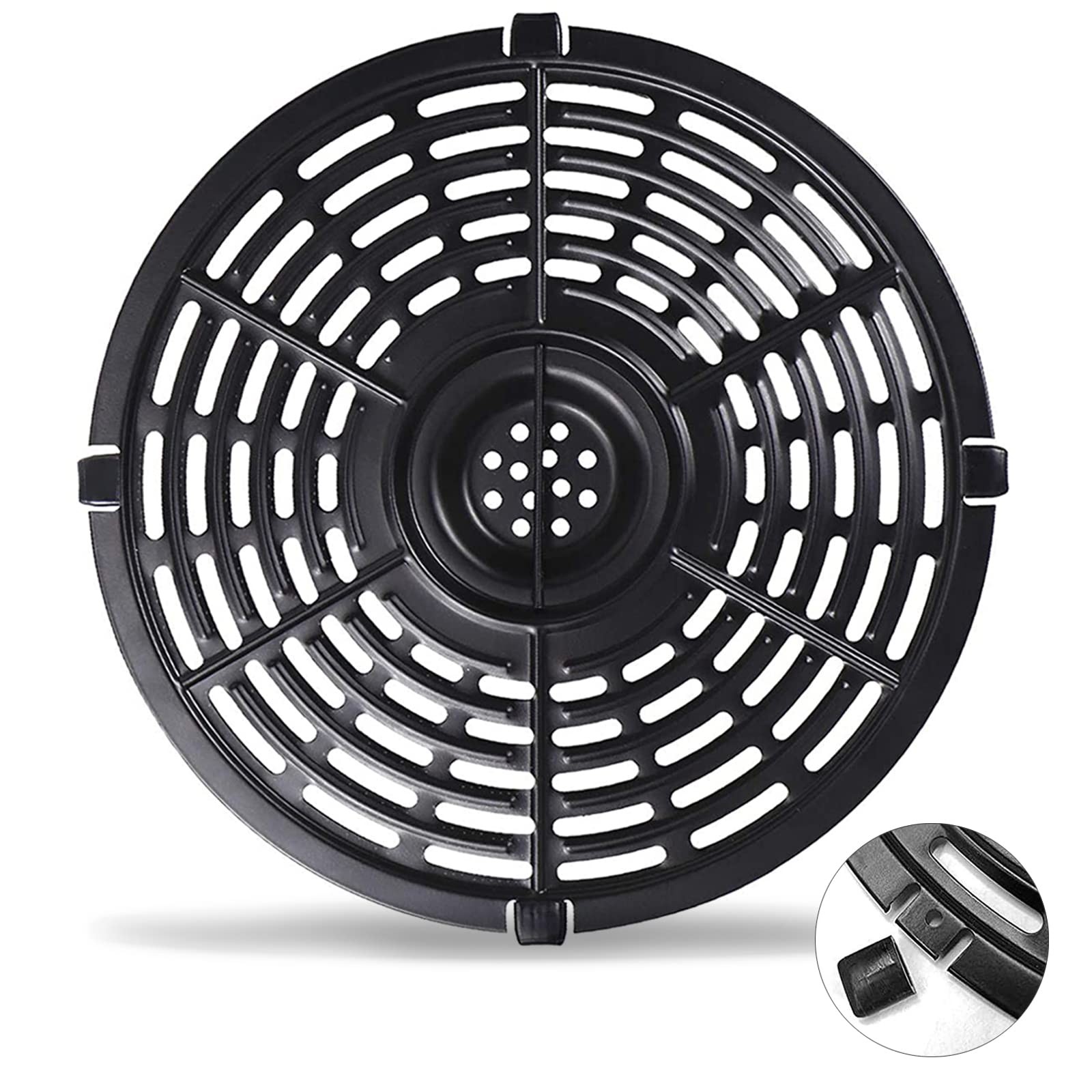 Air Fryer Grill Pan, 7.87” Round Accessories Rack 3.6-4.2 QT, Black