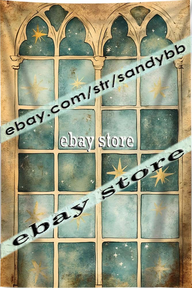Stained Glass Window tapestry glowing stained glass scene 39X59 in