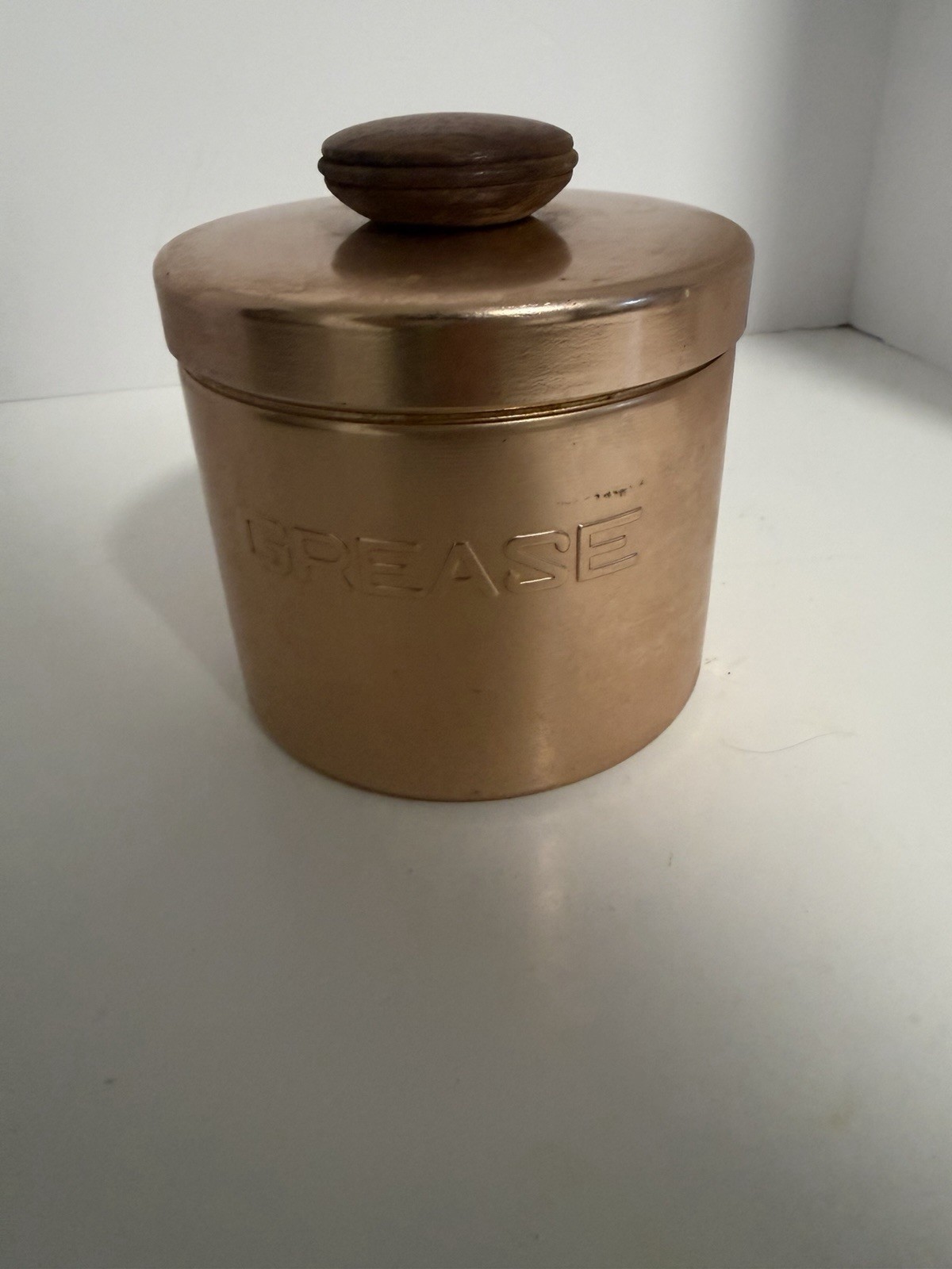 VNTG – Mirro Aluminum Kitchen Grease Container & Lid, HTF Copper Wooden Handle