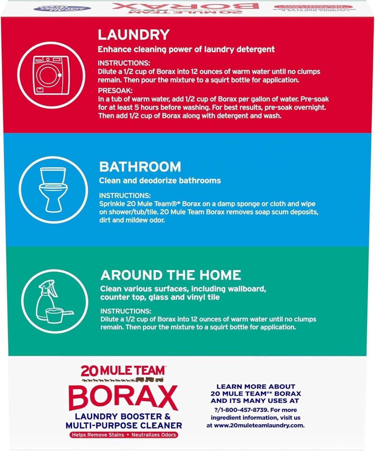 All-Natural Borax Laundry Booster & Multi-Purpose Cleaner, 65 Ounce, 4 Count