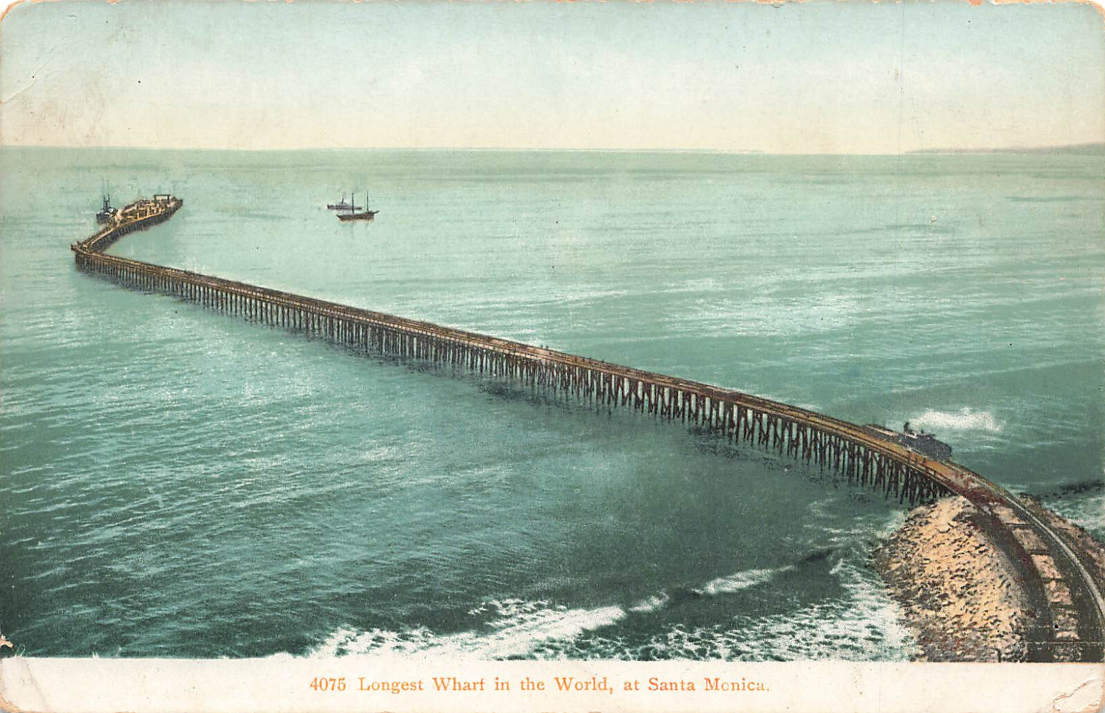 SANTA MONICA CA LONGEST WHARF IN THE WORLD VINTAGE POSTCARD c1907 100923 S