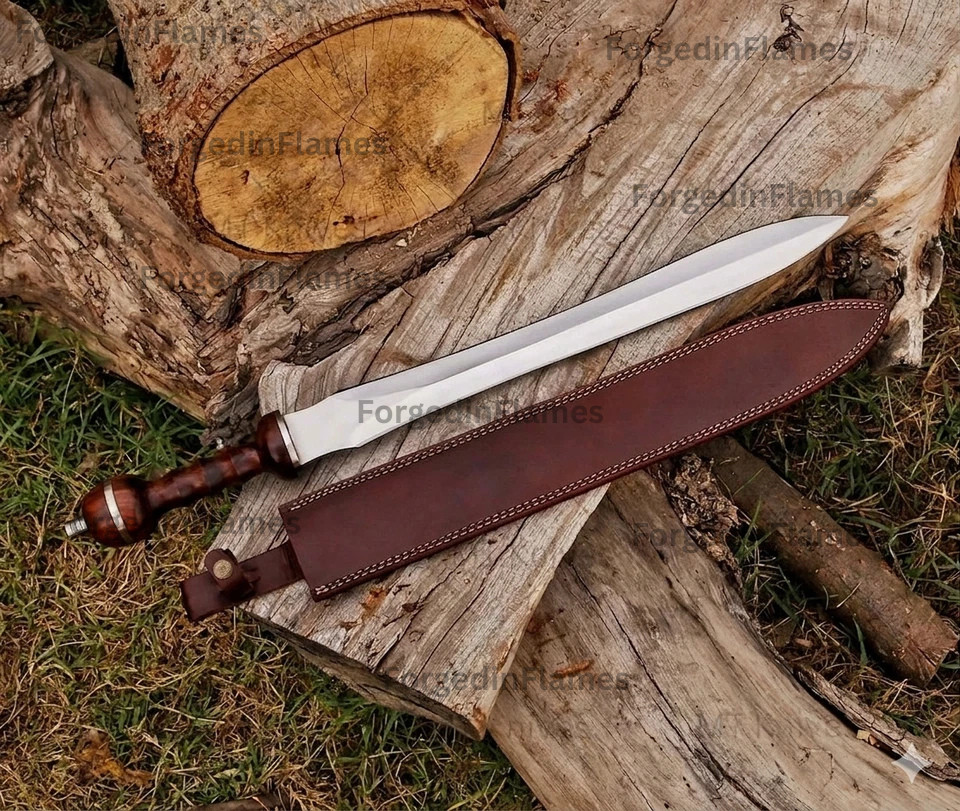 CUSTOM HANDMADE FORGED DAMASCUS STEEL GLADIATOR GLADIUS SWORD WITH SHEATH|GIFT