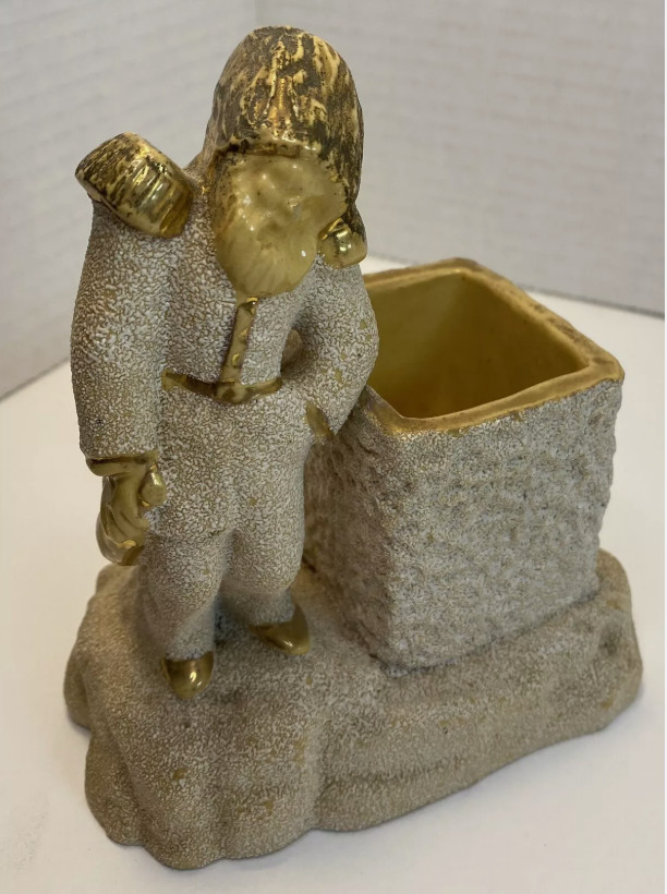 Bernard Bloch Austrian Cigar Pipe Holder Old Man Textured Salt Glaze, See Photos