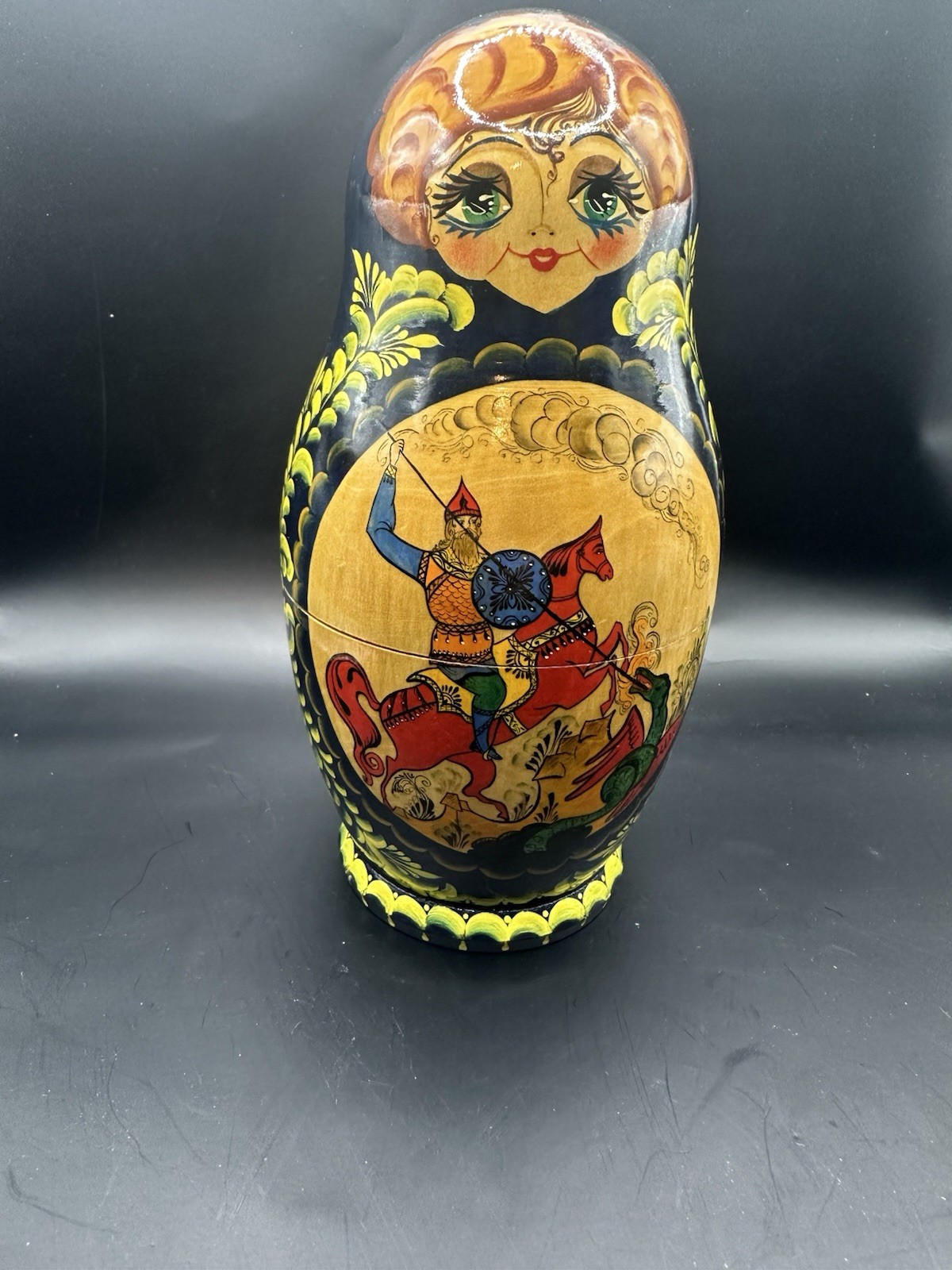 VTG Matryoshka Russian Nesting Dolls Fairytale 7 Piece Paint Storytelling Signed