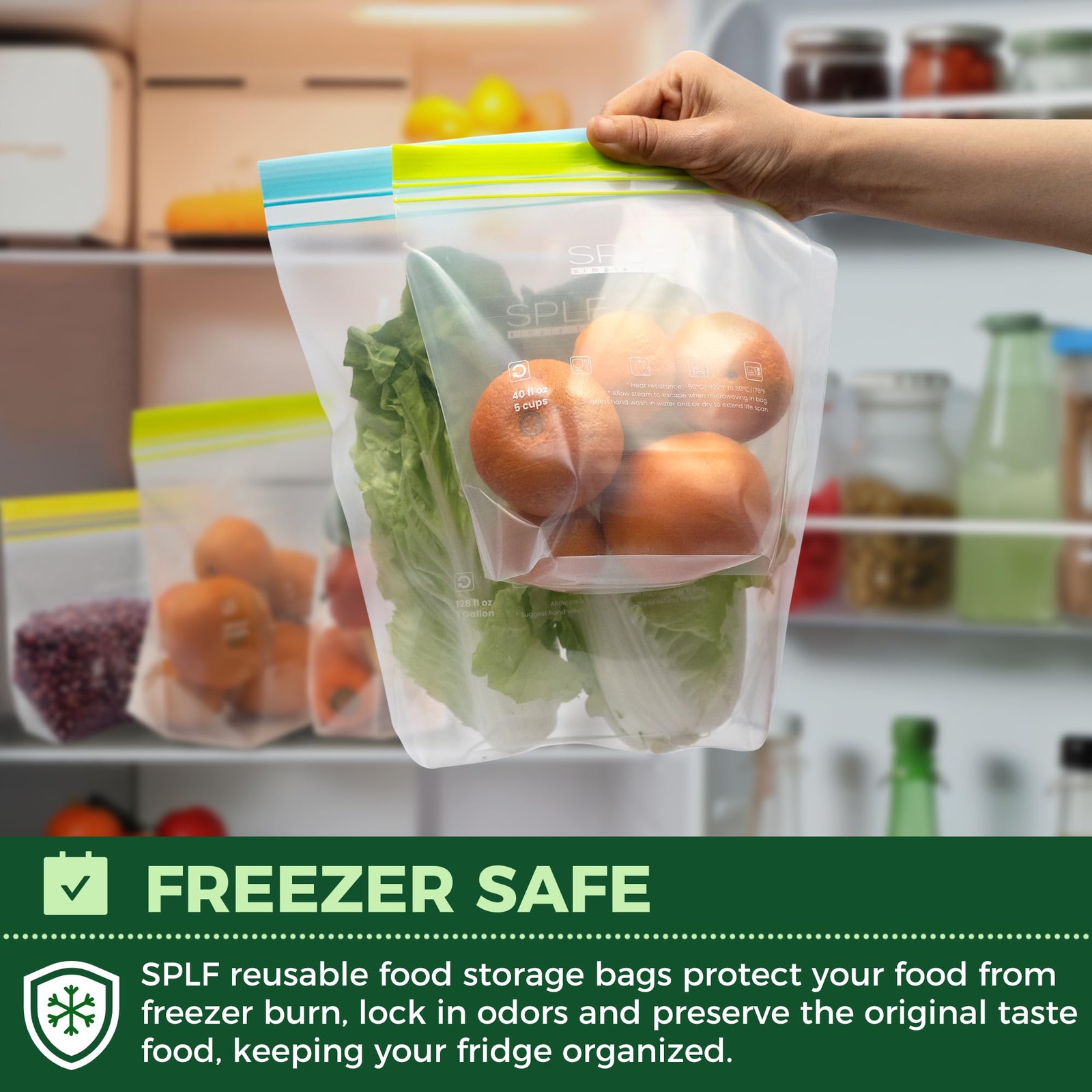 SPLF 20 Pack Reusable Half Gallon Freezer Bags 20