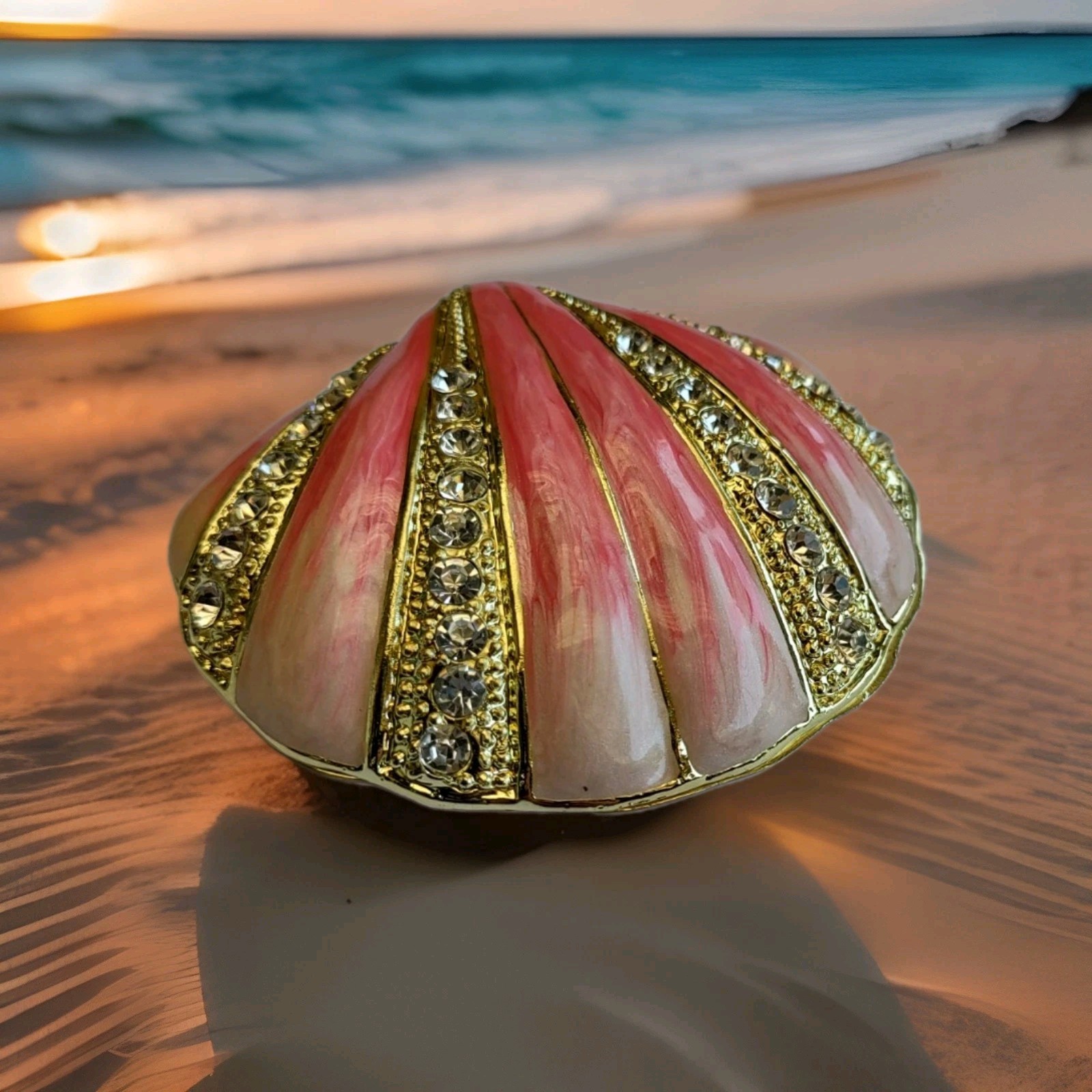 Pink Scallop Trinket Box