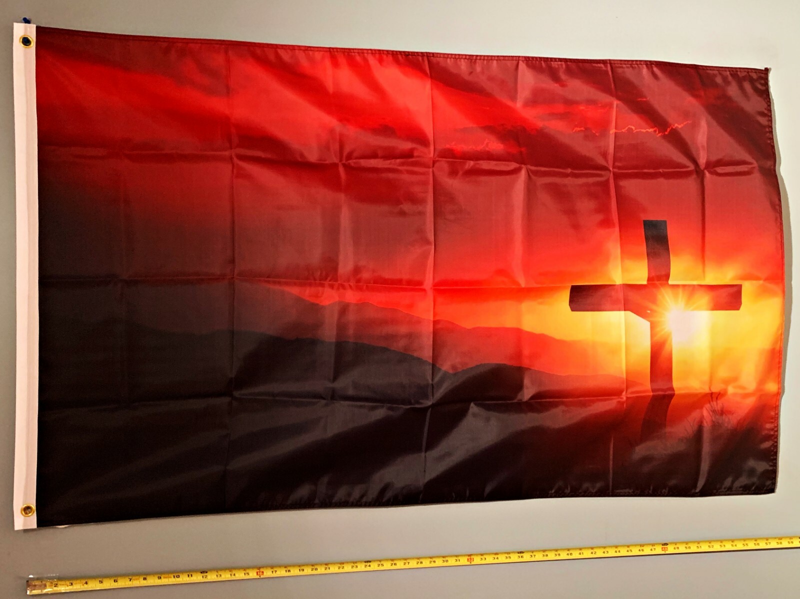 JESUS FLAG FREE SHIP USA SELLER!* In God We Trust Cross Sunrise Hope Sign 3×5′