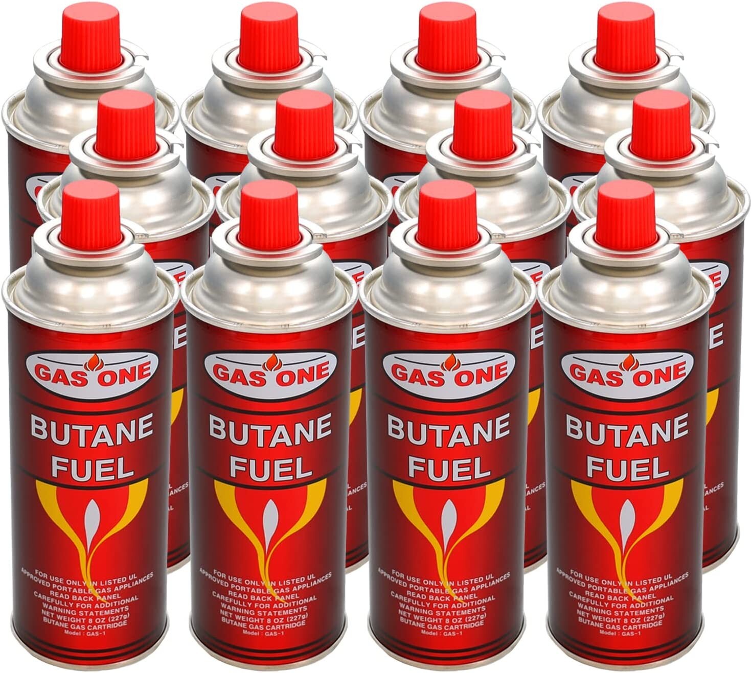 GASONE 8 oz. Butane Fuel Canister Cartridge with Safety Release Device (12-Pack)