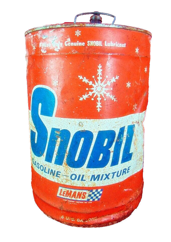 Vintage Snobil LeMans Gas Oil Mixture 6 Gal Can Tin Service Station/Garage/Shop