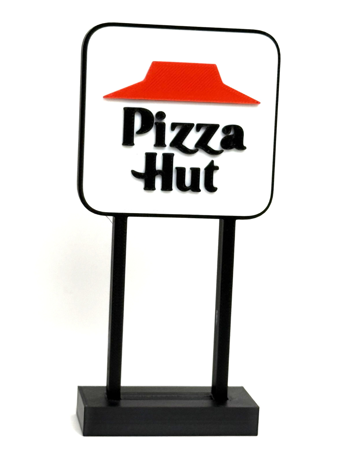 Miniature Pizza Hut Restaurant Double-Sided Sign – 5.5″ Tall Desk 1:64 Scale