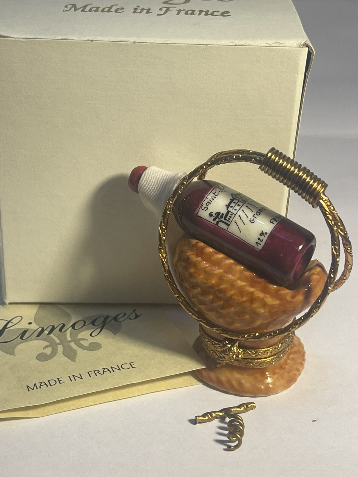 Wine Caddy W/ Corkscrew Genuine Limoges