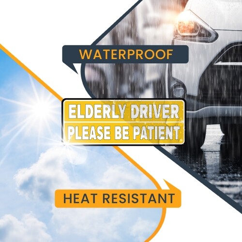 Elderly Driver, Please Be Patient Magnet Decal, 3×8 Inches, Automotive Magnet