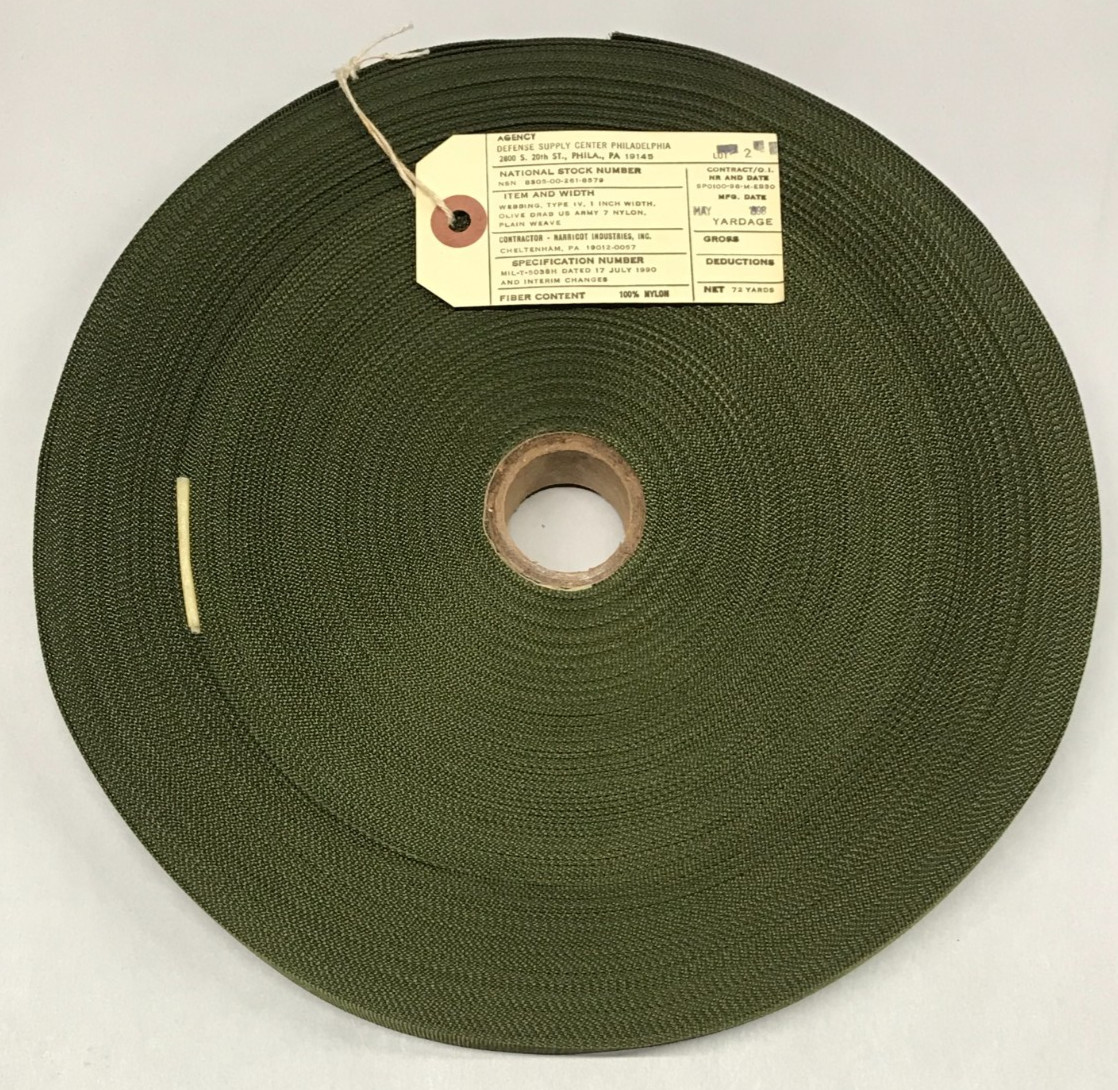 Plain Weave Olive Drab Nylon Type IV Thin Webbing 1 Inch x 72 Yards USGI NOS