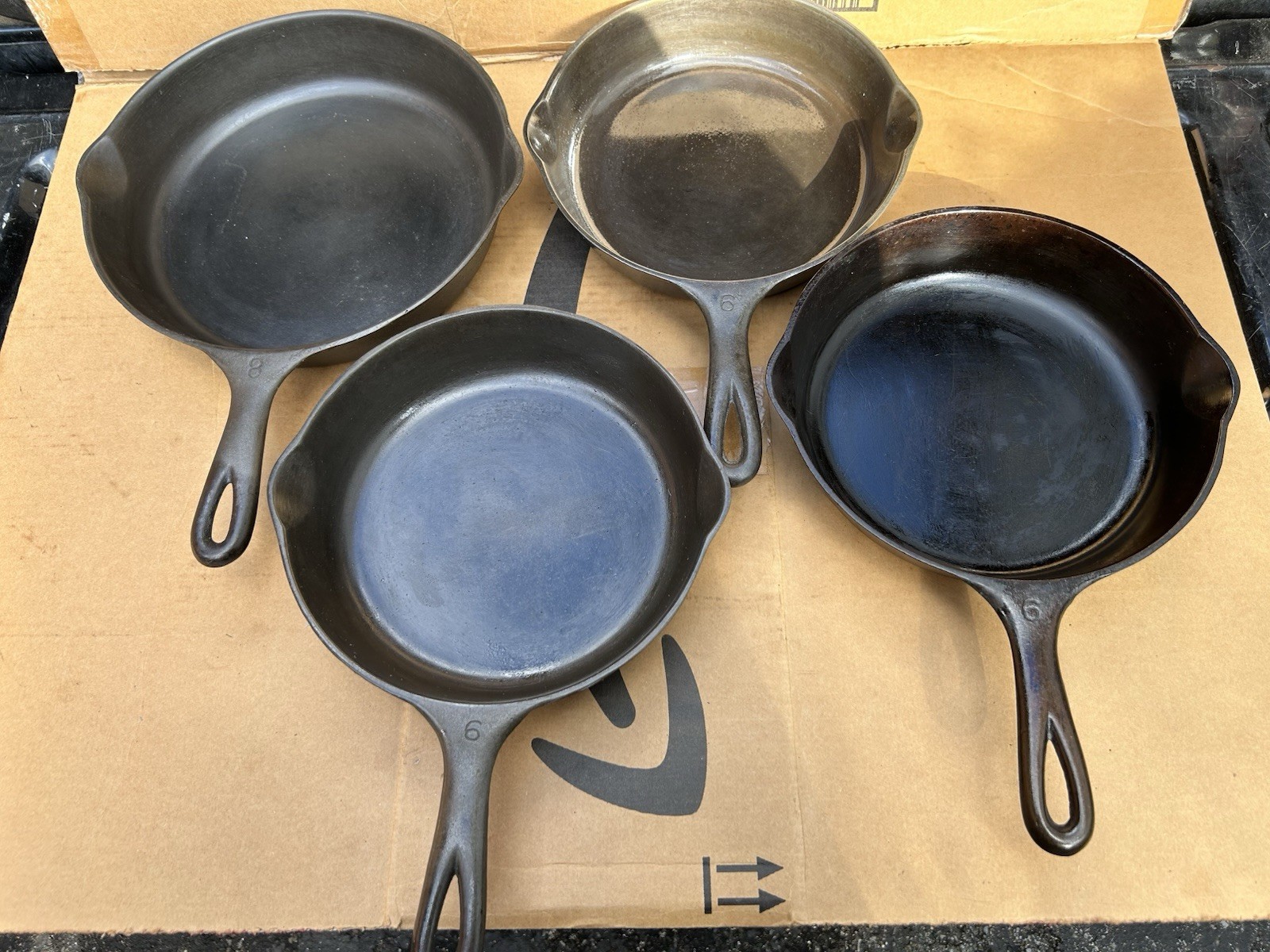 4 Vintage Antique Wagner Ware Sidney O Cast Iron Skillets 1058 3–1056S-Z