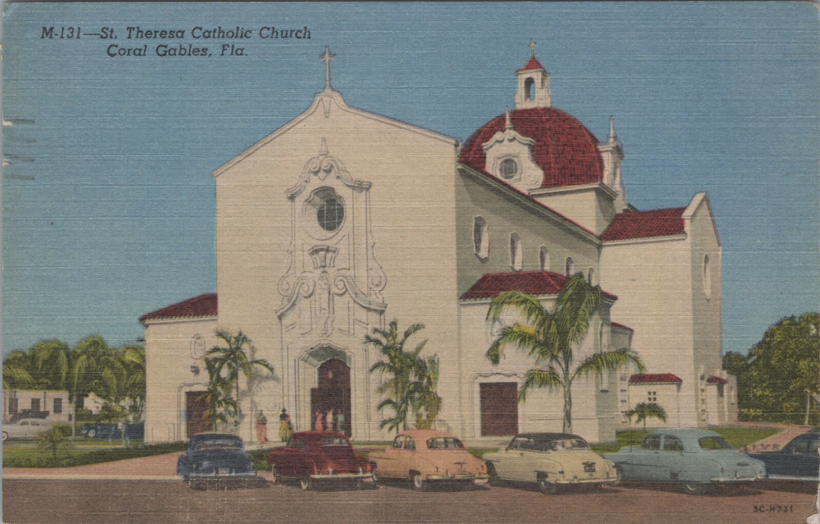 St Theresa Catholic Church Coral Gables Florida Posted Linen Vintage Post Card