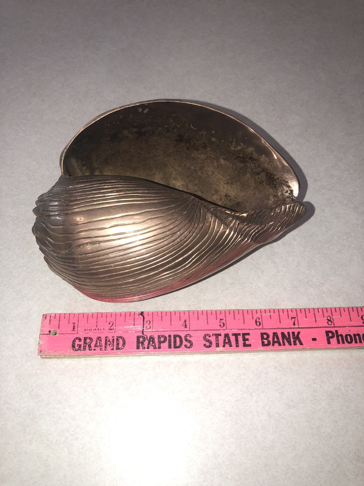 Vintage MCM BRASS CONCH Seashell Regency Style Planter, Sculpture, Decor Beach