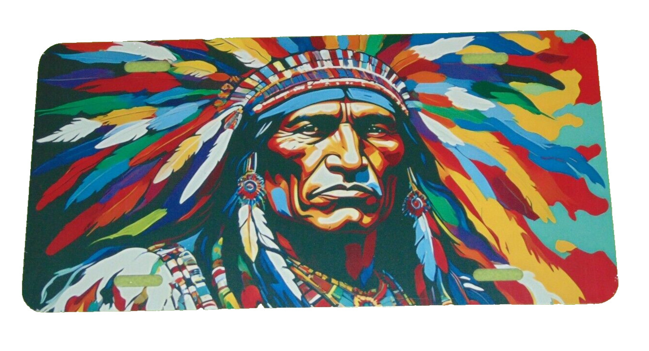 Native American Headdress Novelty License Plate Aluminum Car Tag Art