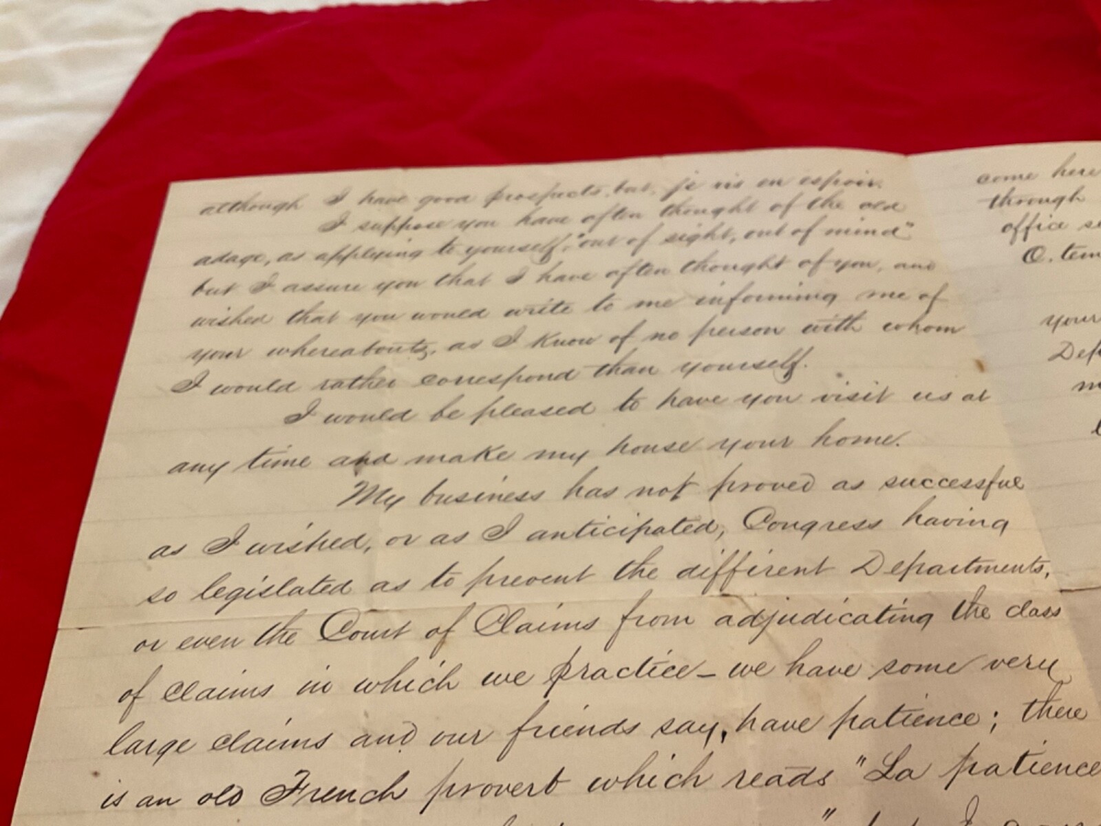 ANDREW JOHNSON DEPRAVITY & CORRUPTION LETTER WASHINGTON MOST CORRUPT TOWN