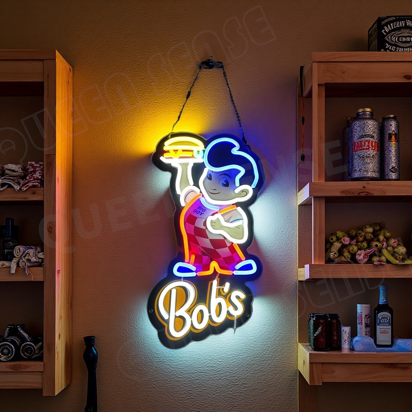 20″‘Big Bob’s Restaurant LED Neon Sign With Dimmer USB Powered Light Lamp