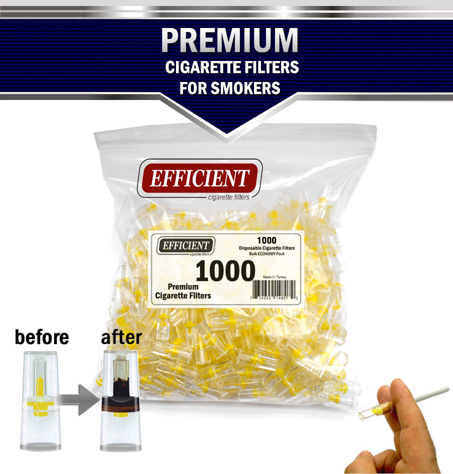 EFFICIENT Bulk Cigarette Filter Tips Block, Filter Out Tar & Nic (1000 Filters)