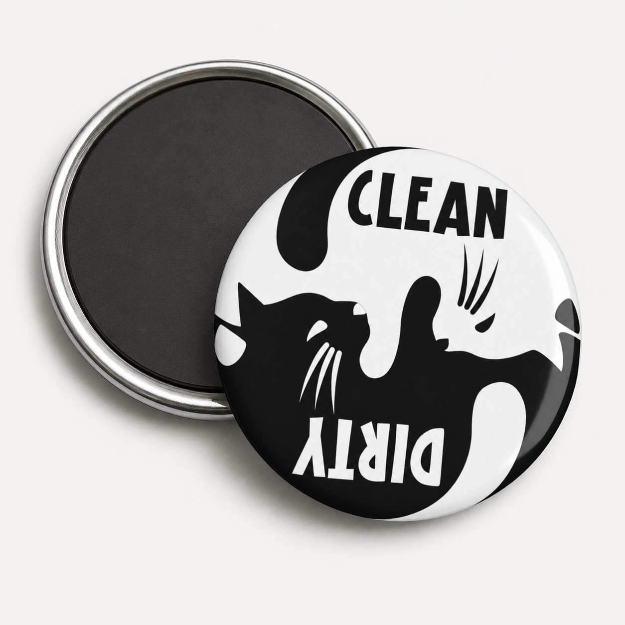 Clean Dirty Cat Dishwasher Indicator Magnet Decal, 2.25″ Inch, Kitchen Magnet