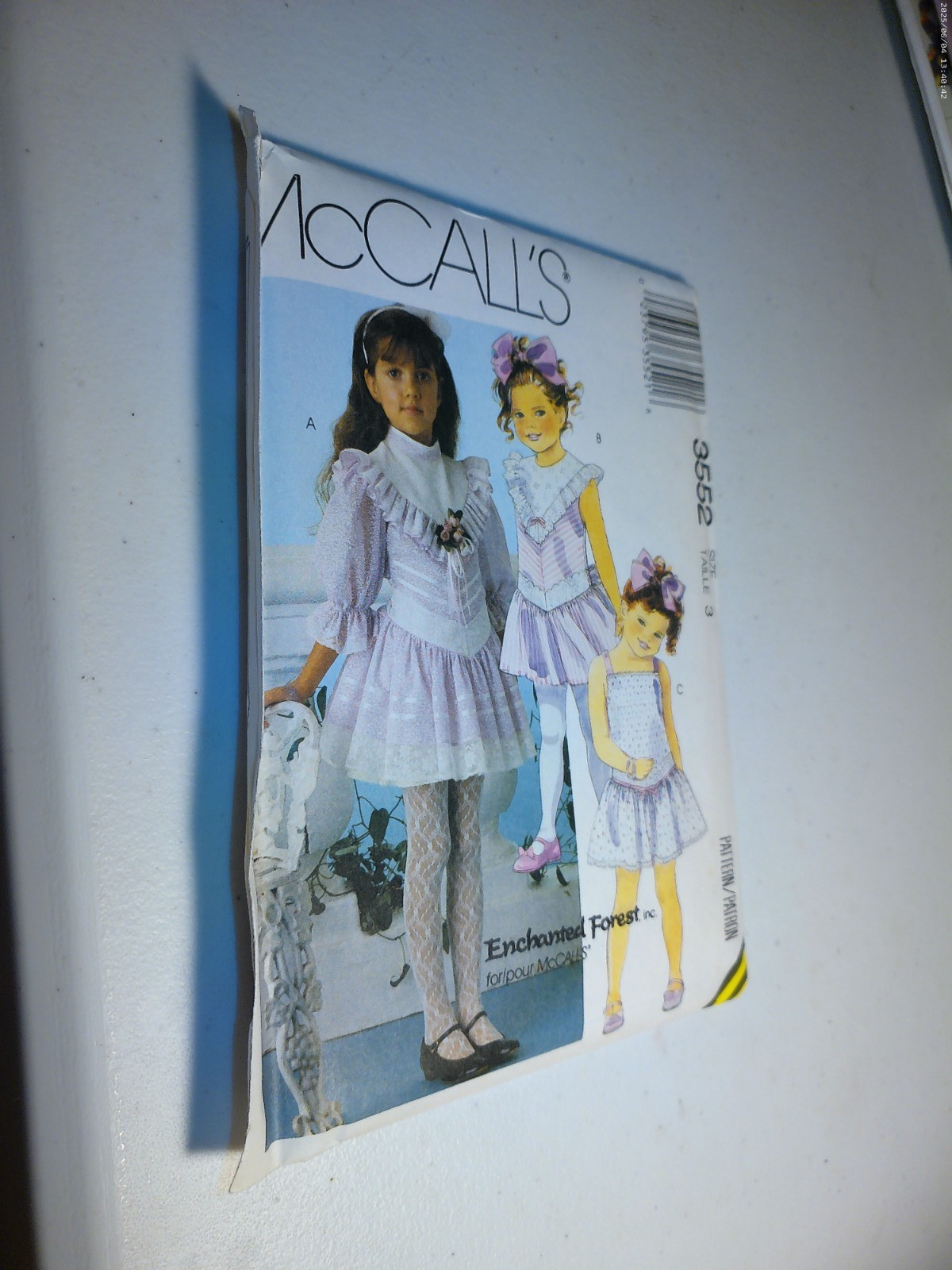 McCall’s 3552 Girls Dress Slip Sundress size 3 sewing pattern
