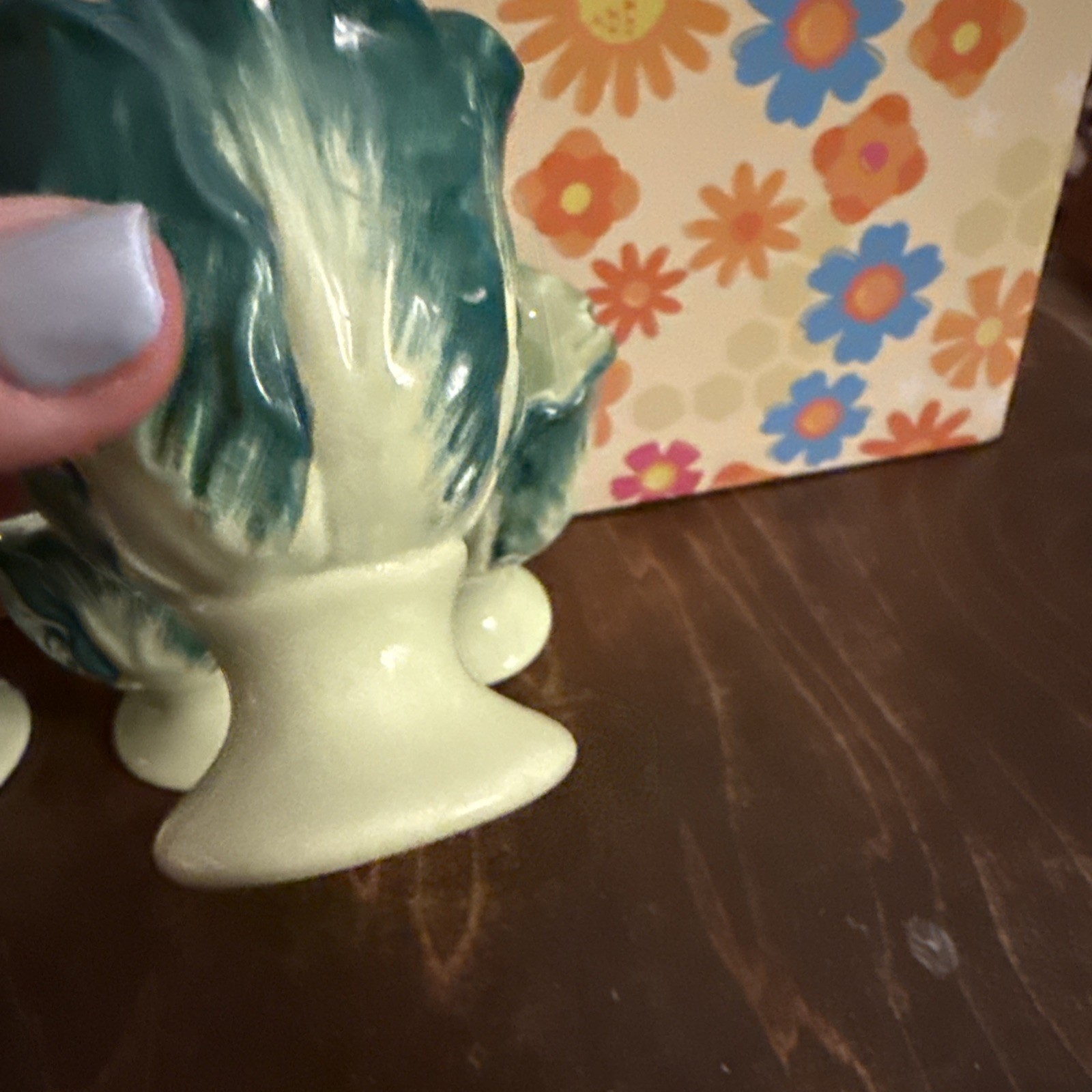 Vintage Ceramic Egg Cups 4 Anthropomorphic 1930’s 1950’s cabbage core