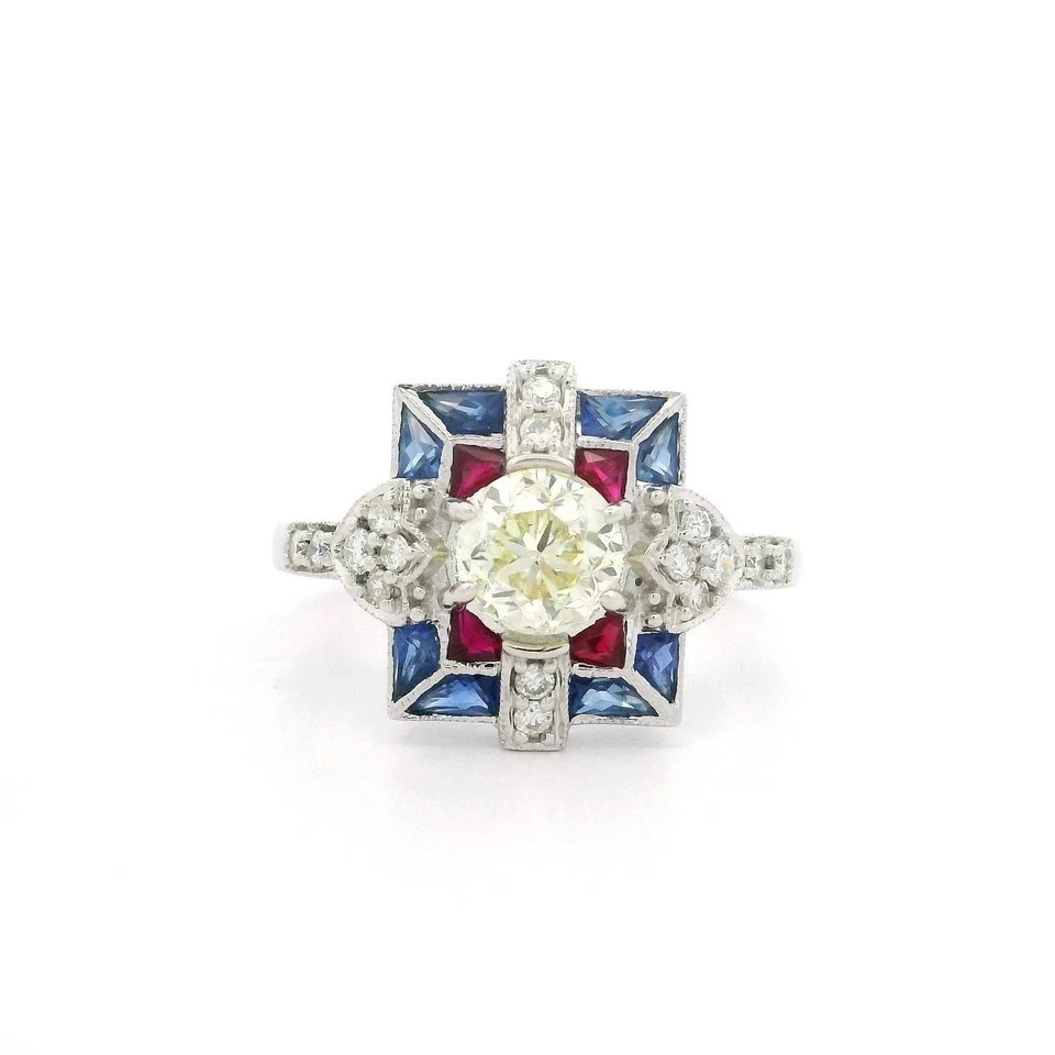 3Ct Art Deco Style Lab Created Diamond Engagement Wedding 14K White Gold FN Ring