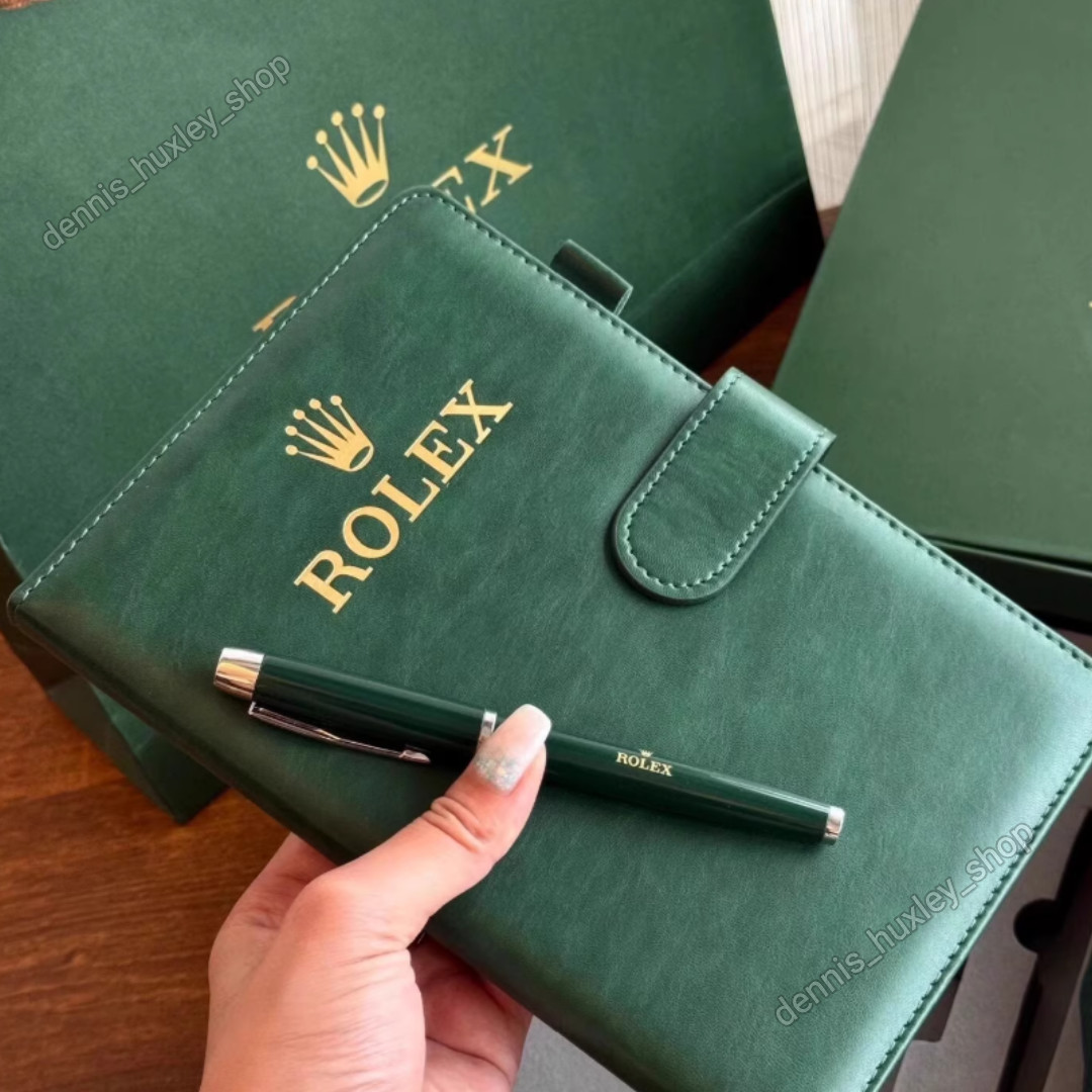 NEW ROLEX Green Gift Set Notebook Ballpoint Pen Folding Umbrella Luxury Gift Box