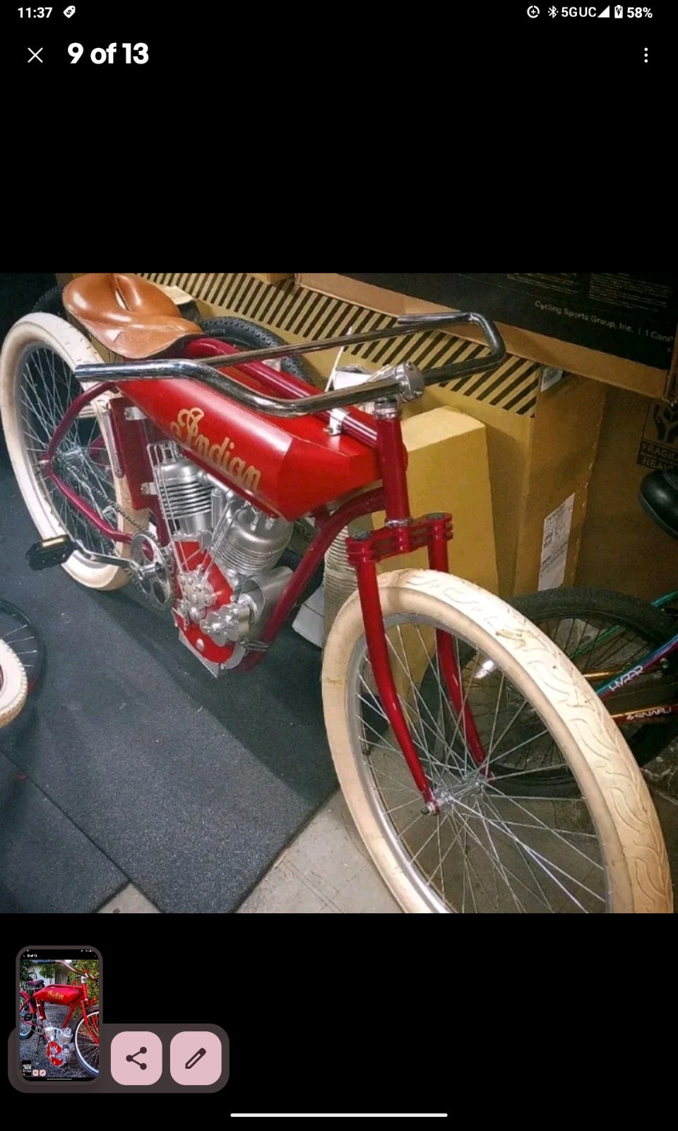 ENGINE ONLY* decorative full scale board track racer Indian Motor Hand crafted
