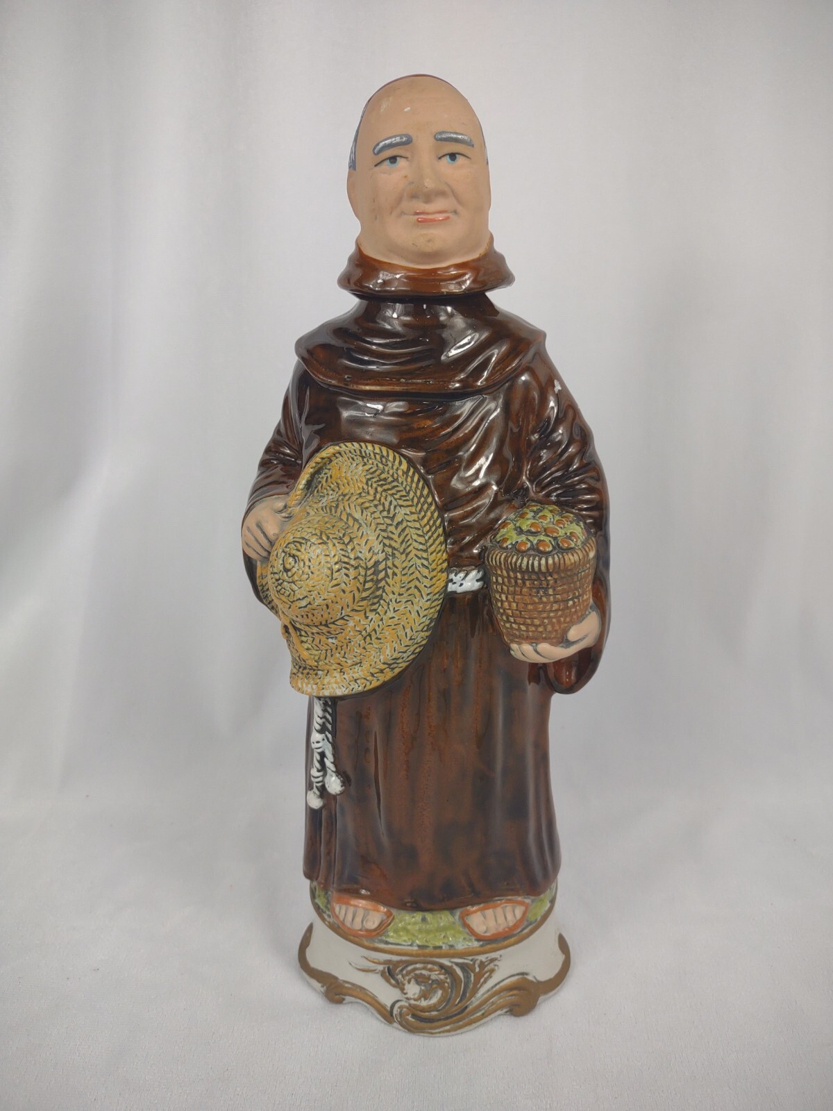 Frangelico Liquor Monk Bottle Decanter Capodimonte Italy cork vintage ceramic