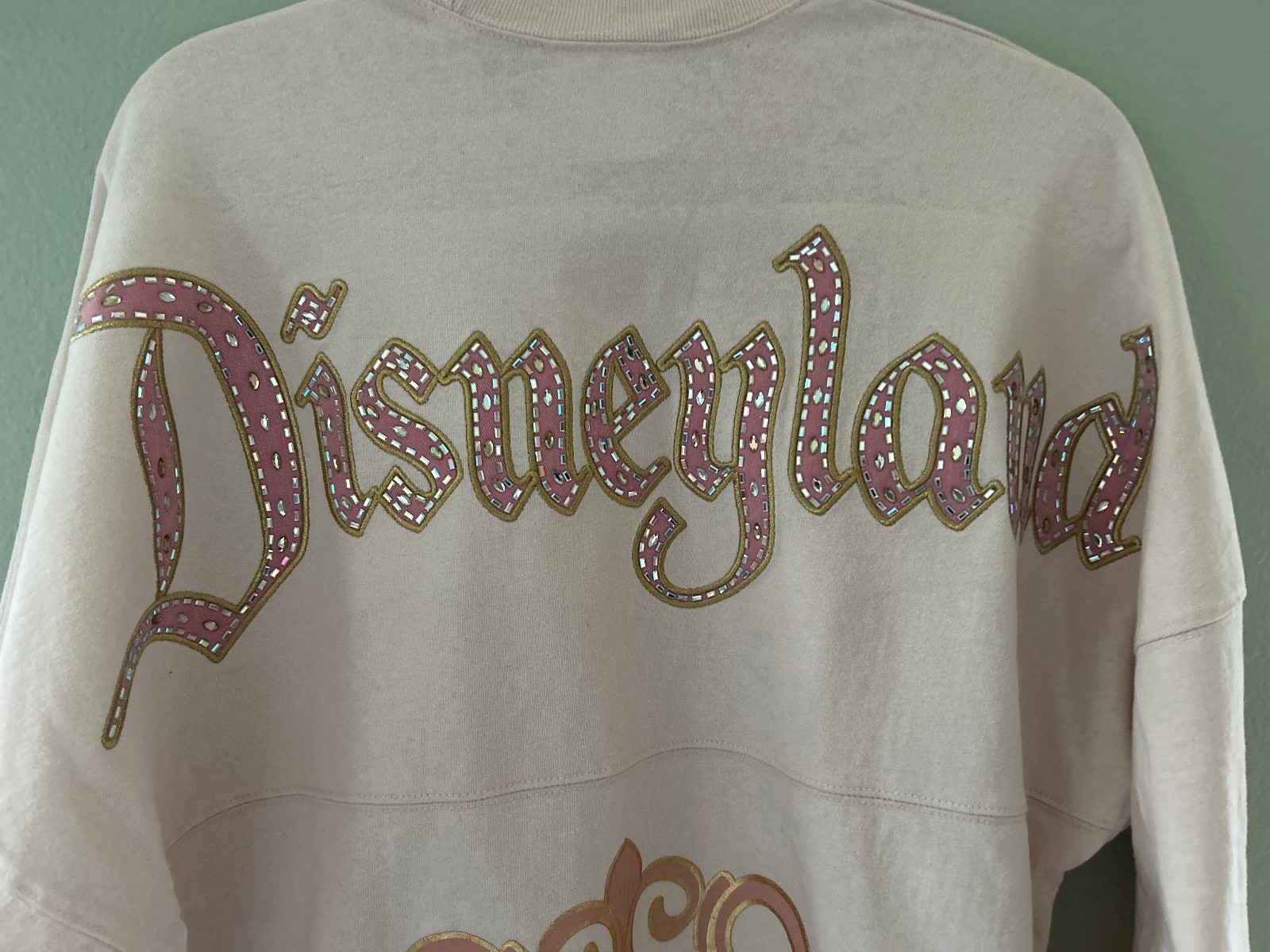 NWT DISNEY ~ DISNEYLAND 70th SPIRIT JERSEY & TOTE BAG ~ L ~ PINK ~ JEWELED