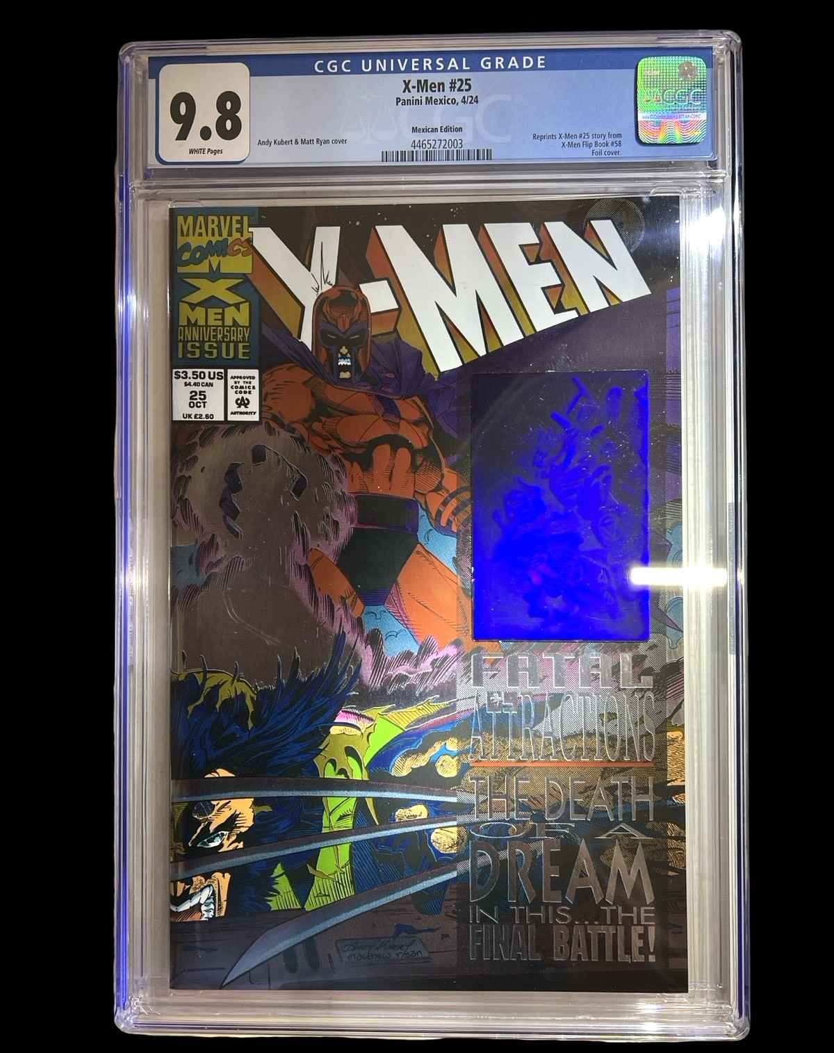 X-Men #25 Foil Cover Mexican Edition w Gambit Hologram Card CGC 9.8 RARE 1 of 1
