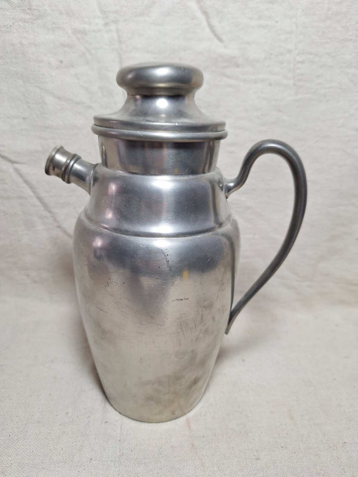 Royal M.M. Co Solid Pewter Edwardian Cocktail Shaker Pitcher Screw Spout & Lid