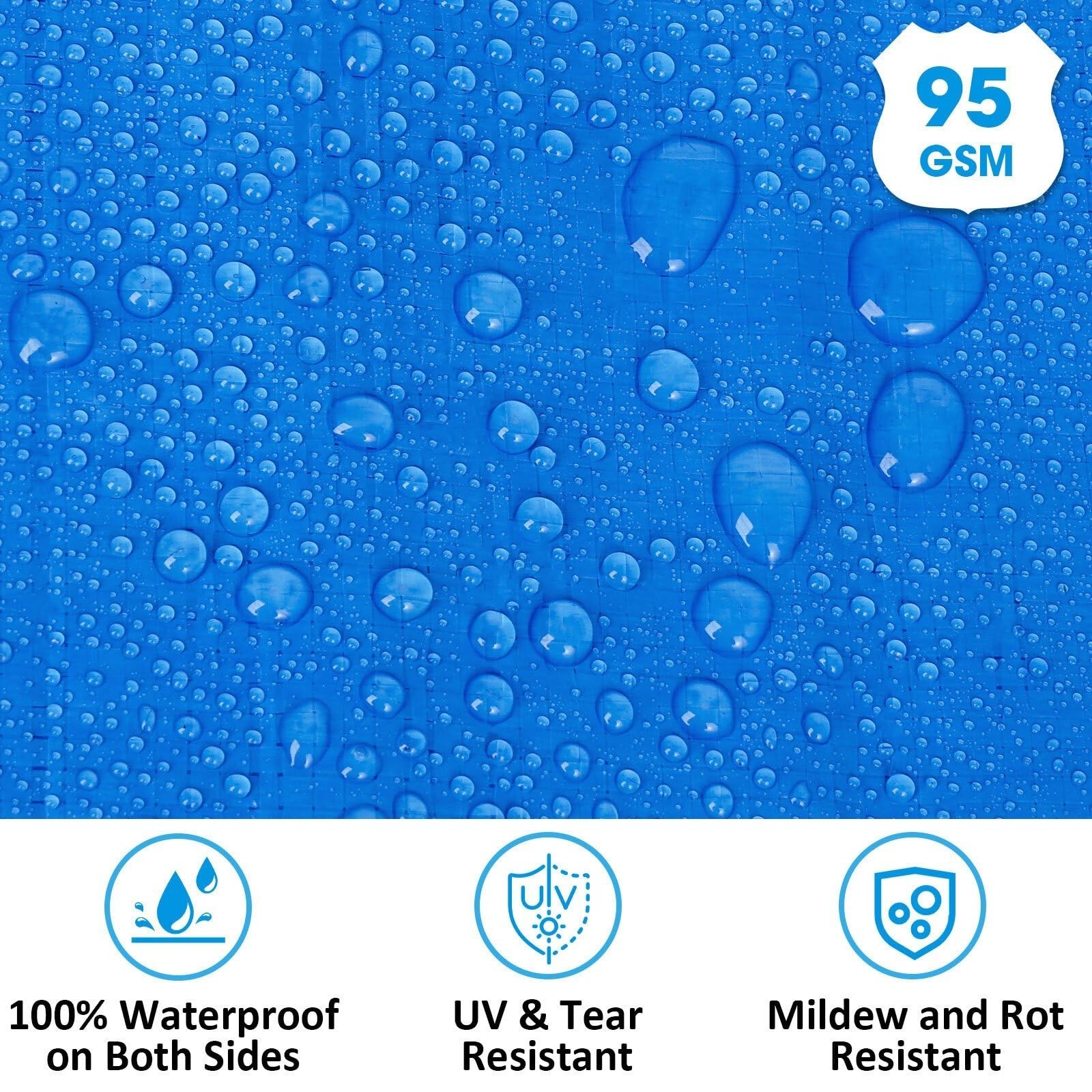 Double-Sided Waterproof Poly Tarp 10×14 Feet 5mil Thick Polyethylene Tarps, P…