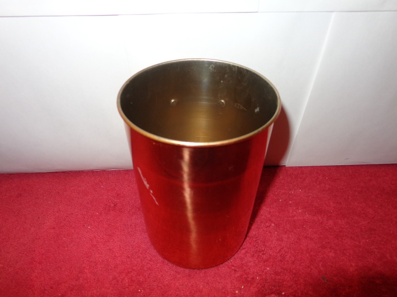 VINTAGE COPPER UTENSILS CONTAINER-CUP NEVER USED 4 x 5 7/8 in BRASS BADGE # 902