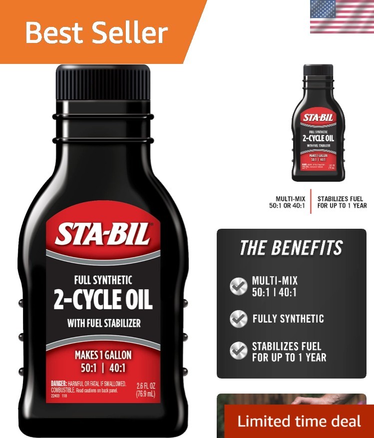 2.6 oz 2-Cycle Oil with Low Smoke & Fuel Stabilizer – Perfect for Your Engine