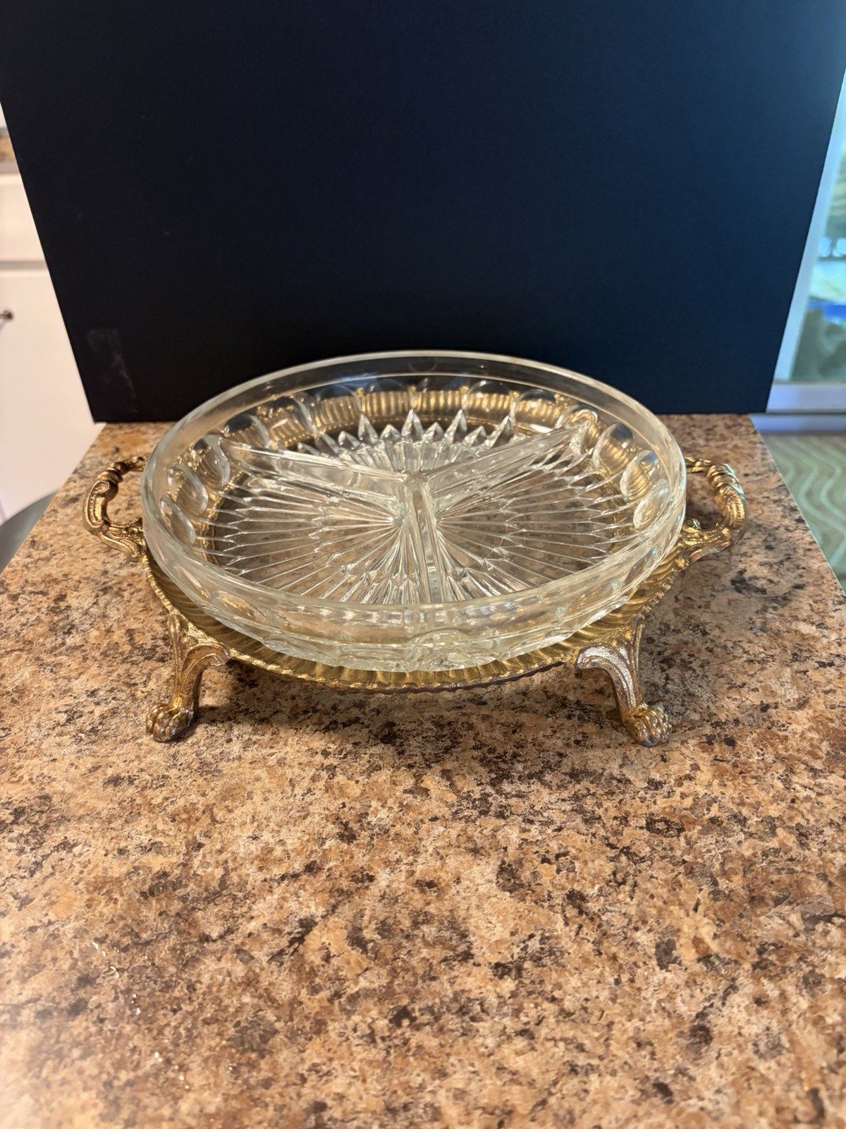 Serving Dish Tray Set GoldPlate Claw Foot Pedestal