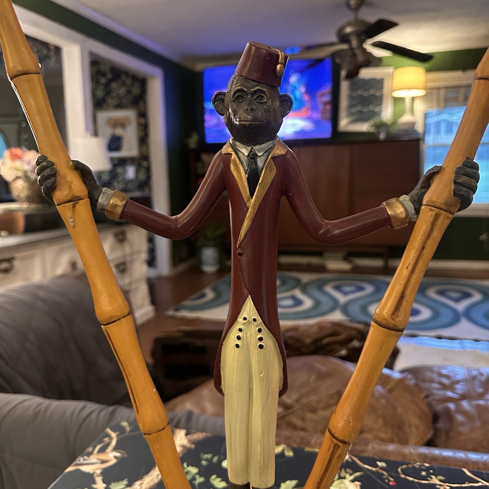 Amazing Vintage Monkey Bellhop Lamp 24” Tall Fixable Chip