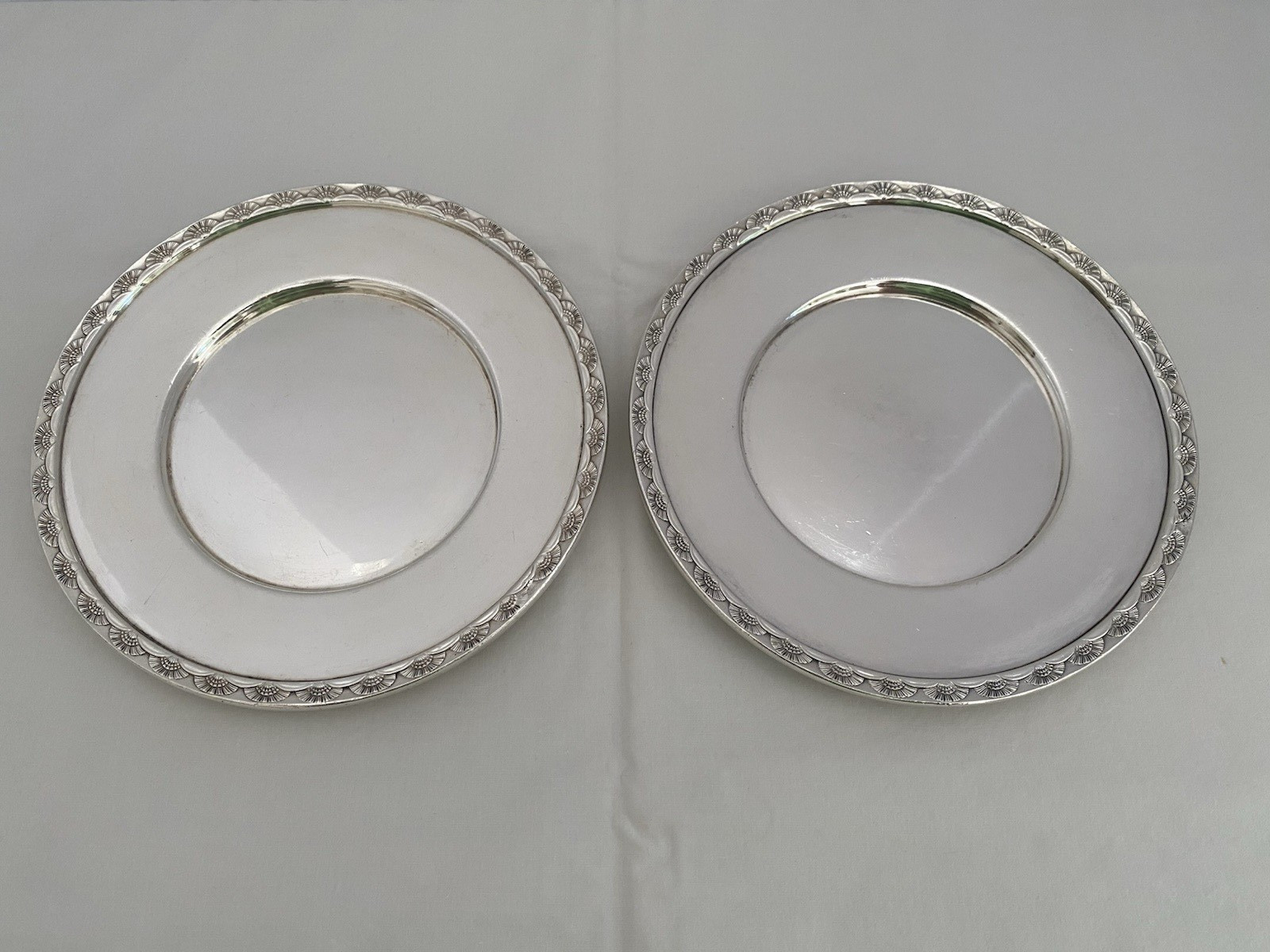 United States Lines Utility Trays Silver Soldered Pair