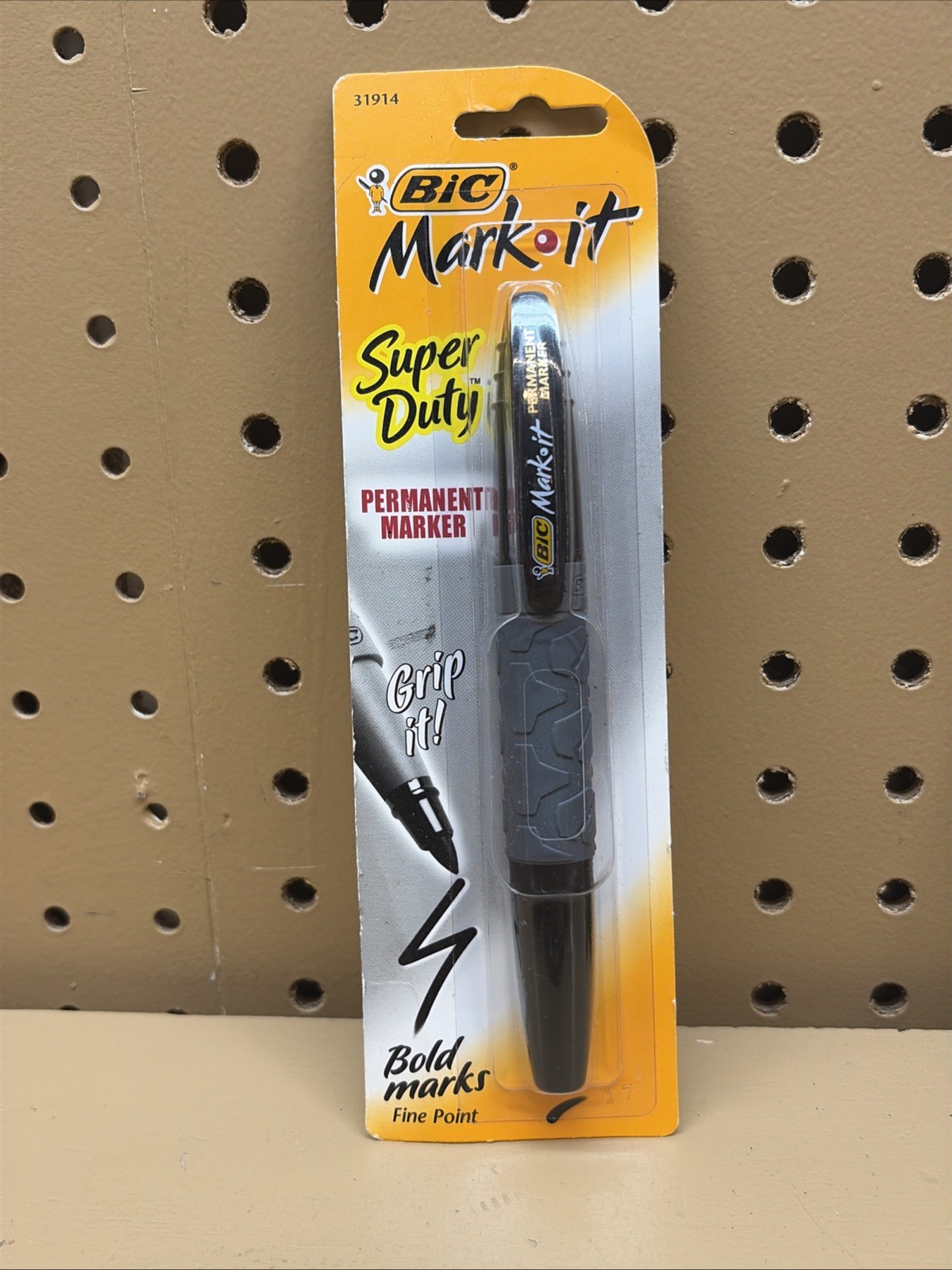 NEW Bic MARK IT Super Duty BLACK Permanent Marker Grip Fine Point RARE NOS 31914